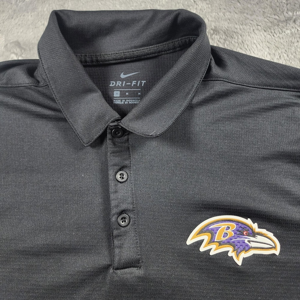 Baltimore Ravens Polo Shirt Mens Medium Black NFL Football Nike Dri-FIT Top - Picture 4 of 10